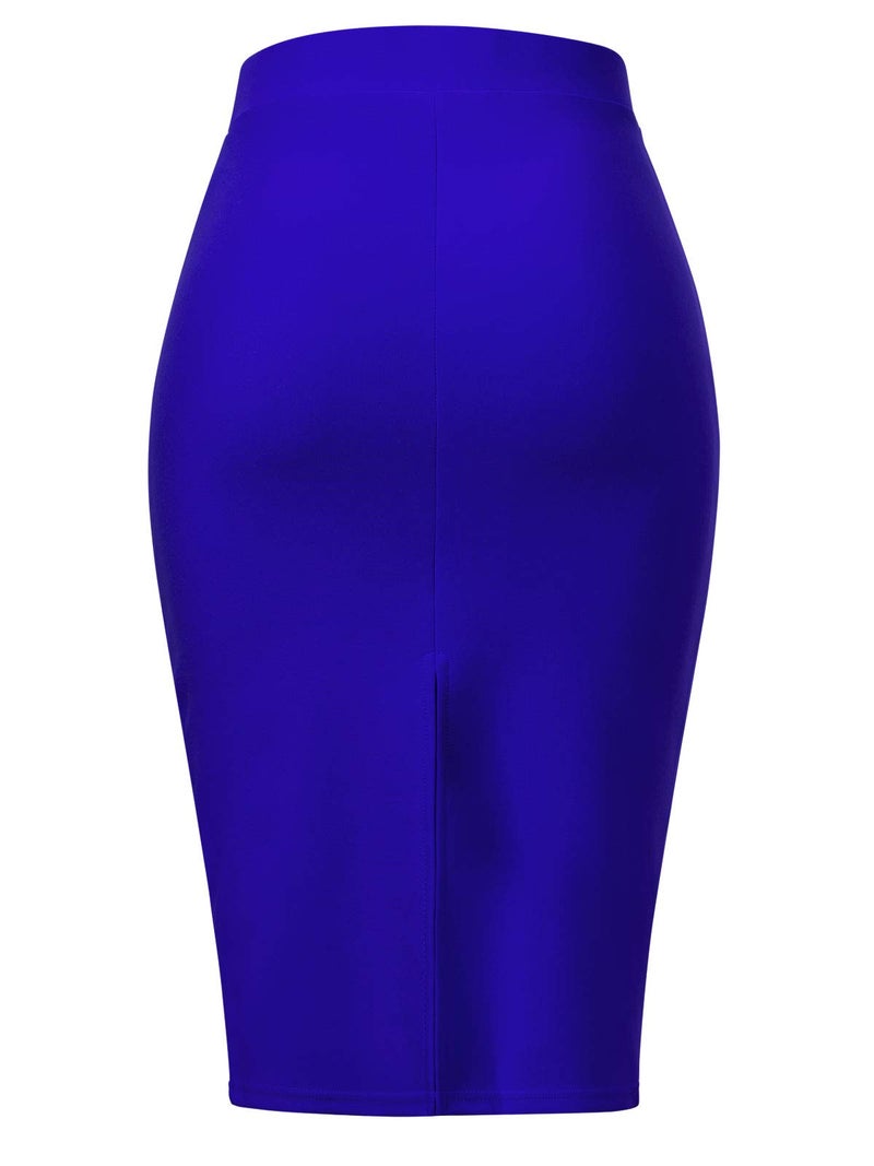 MixMatchy Women's Casual Classic Bodycon Pencil Skirt Royal Blue M - Image 3
